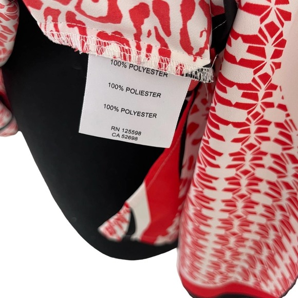 Ellen Tracy Red Black Animal Print Long Sleeve Top Small - Picture 3 of 5